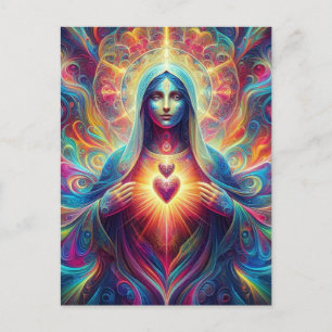 Psychedelic Helig hjärta of Mary Vykort
