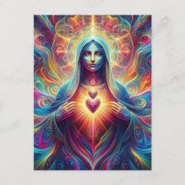 Psychedelic Helig hjärta of Mary Vykort