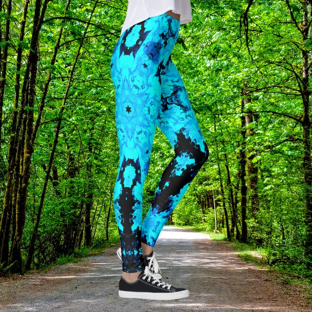 Psychedelic Hippie Blue and Black Leggings (Skapare uppladdad)