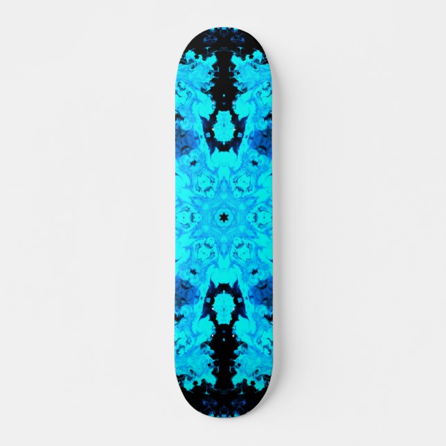 Psychedelic Hippie Blue and Black Mini Skateboard Bräda 18,5 Cm (Framsida)