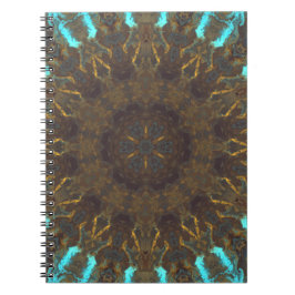Psychedelic Hippie Blue Guld och Mörk Red Anteckningsbok