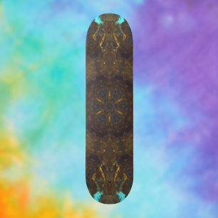 Psychedelic Hippie Blue Guld och Mörk Red Mini Skateboard Bräda 18,5 Cm
