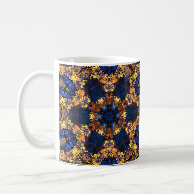 Psychedelic Hippie Blue och Gult Kaffemugg (Vänster)
