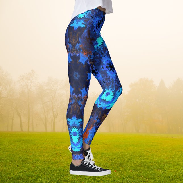 Psychedelic Hippie Blue och Orange Leggings (Skapare uppladdad)