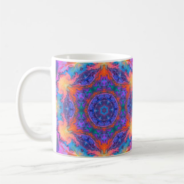 Psychedelic Hippie Blue Orange och Rosa Kaffemugg (Vänster)