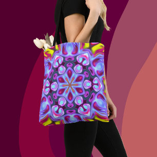 Psychedelic Hippie Blue Rosa och Gult Tygkasse