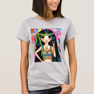 Psychedelic Hippie Chick Fredstecken Headband 1960 T Shirt