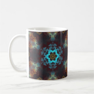 Psychedelic Hippie Flower Blue Red and Gult Kaffemugg