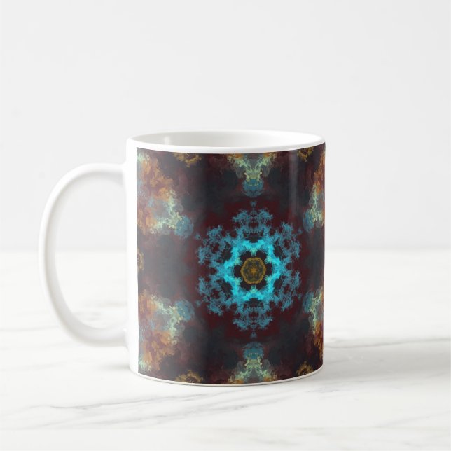 Psychedelic Hippie Flower Blue Red and Gult Kaffemugg (Vänster)