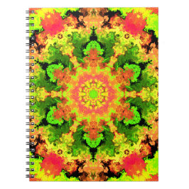 Psychedelic Hippie Flower Grönt Orange och Red Anteckningsbok