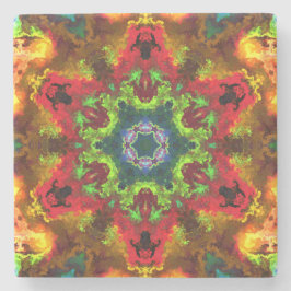 Psychedelic Hippie Flower Grönt Red and Orange Stenunderlägg