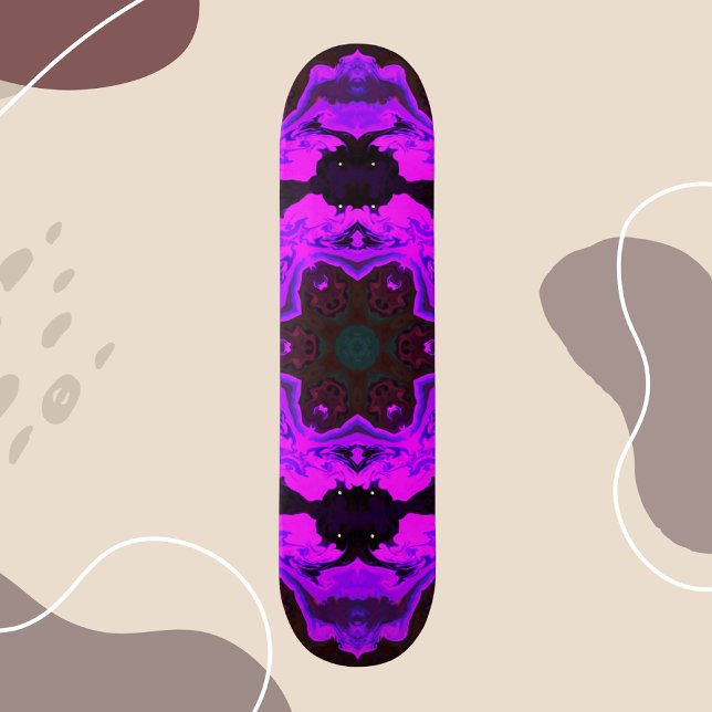 Psychedelic Hippie Flower Lila Mini Skateboard Bräda 18,5 Cm (Skapare uppladdad)