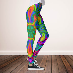 Psychedelic Hippie Flower Rainbow Leggings