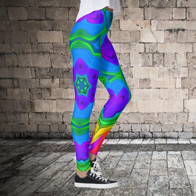 Psychedelic Hippie Flower Rainbow Leggings (Skapare uppladdad)
