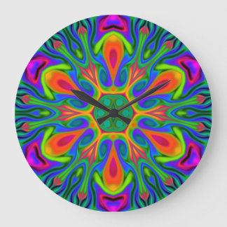 Psychedelic Hippie Flower Rainbow Stor Klocka