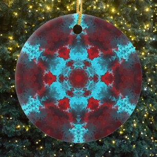 Psychedelic Hippie Flower Red and Blue Julgransprydnad Keramik
