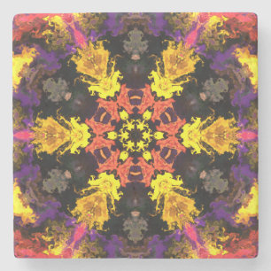 Psychedelic Hippie Flower Red Gult and Lila Stenunderlägg
