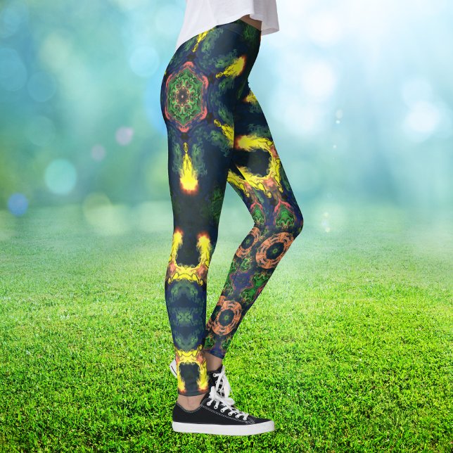 Psychedelic Hippie Gult Grönt och Blue Leggings (Skapare uppladdad)