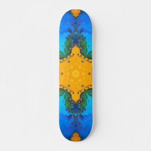 Psychedelic Hippie Gult och Blue Mini Skateboard Bräda 18,5 Cm