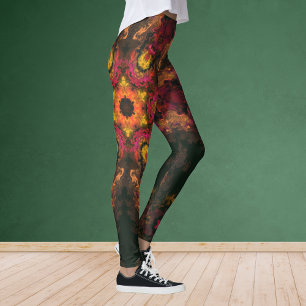 Psychedelic Hippie Gult Red and Orange Leggings