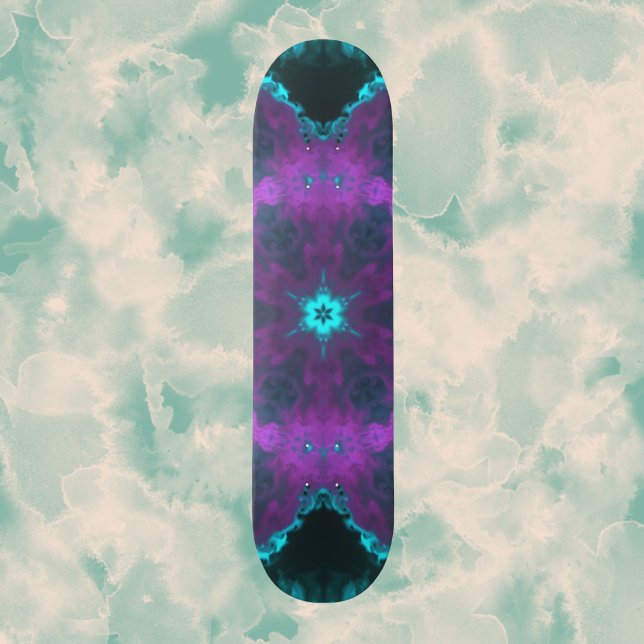 Psychedelic Hippie Lila and Teal Mini Skateboard Bräda 18,5 Cm (Skapare uppladdad)
