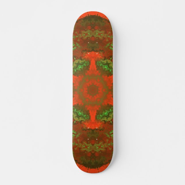 Psychedelic Hippie Red and Grönt Mini Skateboard Bräda 18,5 Cm (Framsida)
