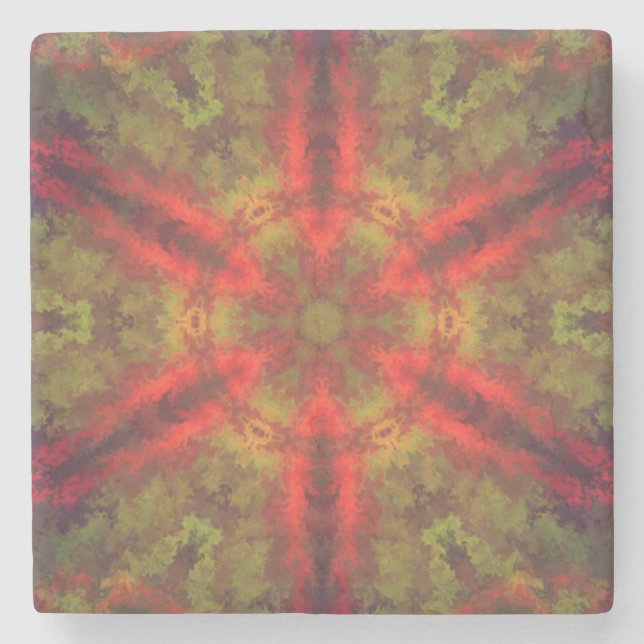 Psychedelic Hippie Red and Gult Stenunderlägg (Framsidan)