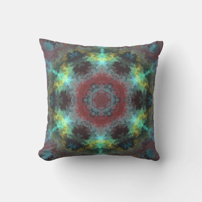 Psychedelic Hippie Red Blue and Gult Kudde (Framsida)