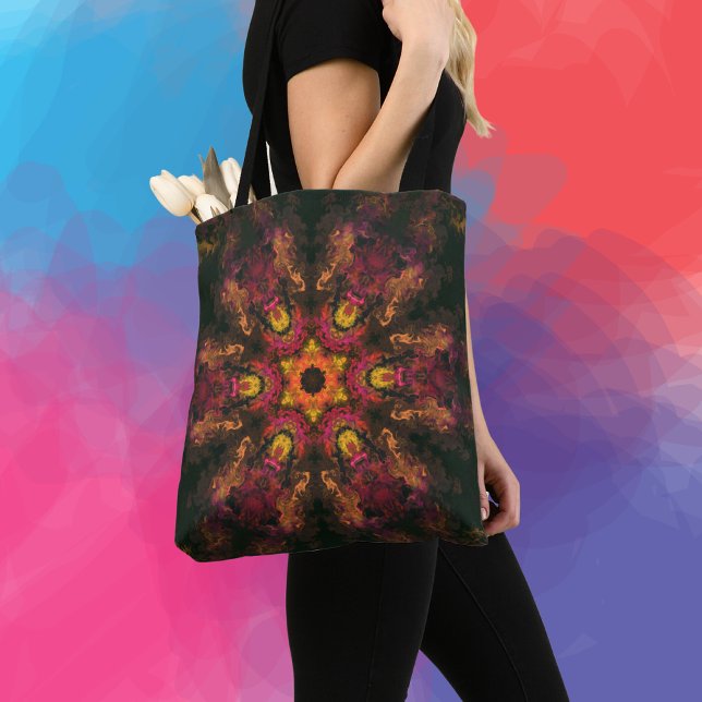 Psychedelic Hippie Red Gult och Orange Tygkasse (Skapare uppladdad)