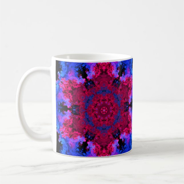 Psychedelic Hippie Red Rosa and Blue Kaffemugg (Vänster)