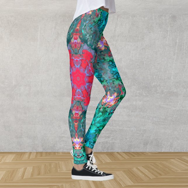 Psychedelic Hippie Rosa Teal and Blue Leggings (Skapare uppladdad)