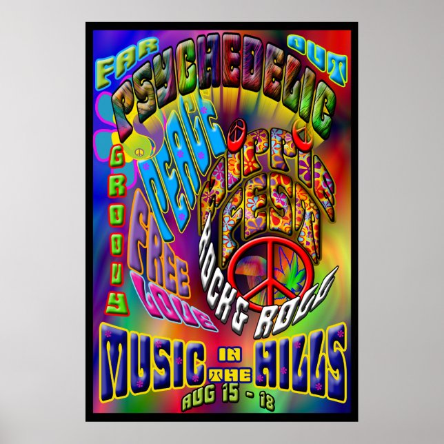 Psychedelic Hippiefest Music Poster (Framsidan)