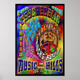 Psychedelic Hippiefest musikaffisch Poster