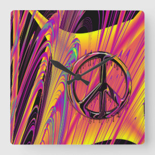 Psychedelic Hippy Couture för onormal flagga Fyrkantig Klocka