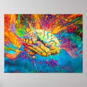 Psychedelic hjärna poster