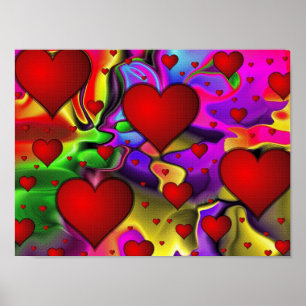 Psychedelic hjärtor poster