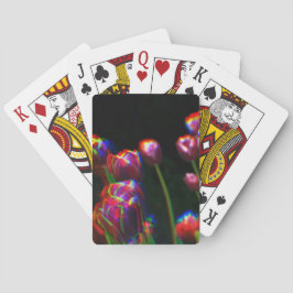Psychedelic Holographic blommor som leker kort Casinokort