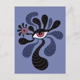 Psychedelic Hypnotic Art Creepy Dubbla Rosa Öga Vykort