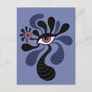 Psychedelic Hypnotic Art Creepy Dubbla Rosa Öga Vykort