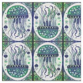 Psychedelic Jellyfish Art nouveau Stil Tyg