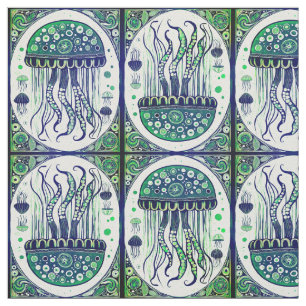 Psychedelic Jellyfish Art nouveau Stil Tyg