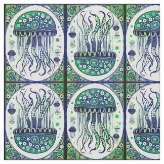 Psychedelic Jellyfish Art nouveau Stil Tyg