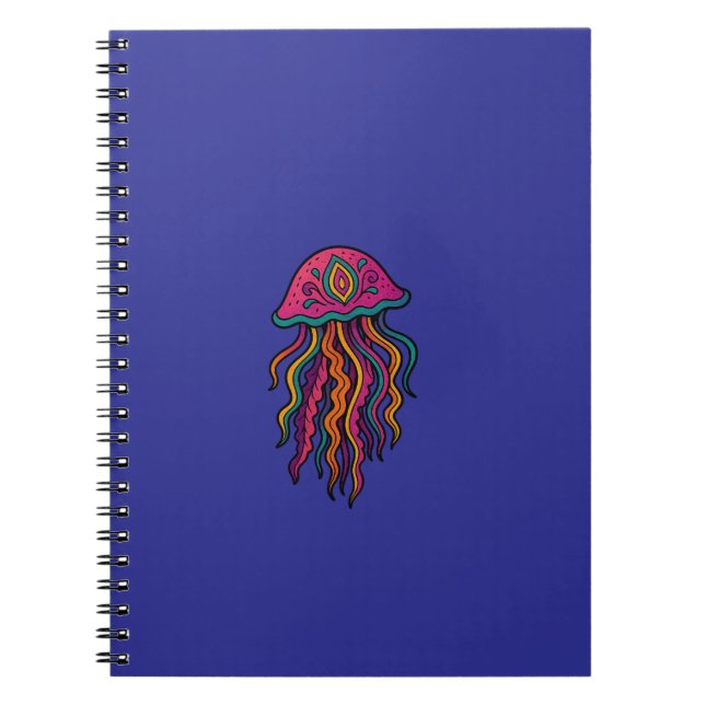 Psychedelic Jellyfish Spiral Notebook Anteckningsbok (Framsidan)