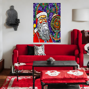 Psychedelic Jultomten Art AI Art Poster