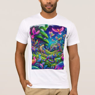 Psychedelic Jungle - Vibranta djur och fåglar i T Shirt