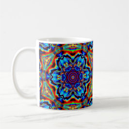Psychedelic Kaleidoscope Blue Red and Grönt Kaffemugg