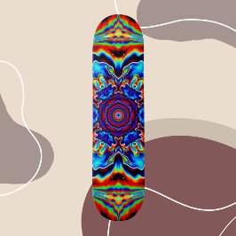Psychedelic Kaleidoscope Blue Red and Grönt Mini Skateboard Bräda 18,5 Cm