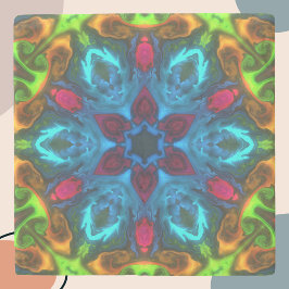 Psychedelic Kaleidoscope Blue Rosa och Grönt Stenunderlägg
