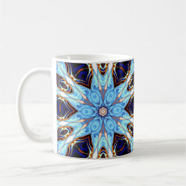 Psychedelic Kaleidoscope Flower Blue och Orange Kaffemugg
