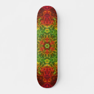 Psychedelic Kaleidoscope Flower Grönt and Red Mini Skateboard Bräda 18,5 Cm